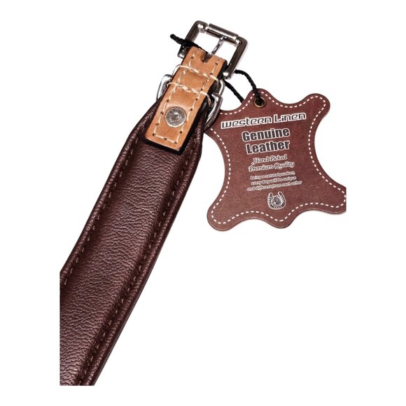 Brown Tan Genuine Leather Dog Collar [DTD105-16] - Picture 10 of 12